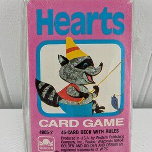 Vintage Hearts Card Game Golden Complete 45 Card Deck Plastic Case 1963 Retro